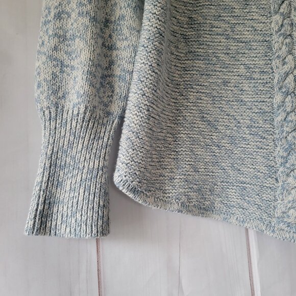 Chaps Cable Knit Pullover Chunky Sweater, Women’s L, Long Sleeve, Light Blue EUC - Picture 3 of 9